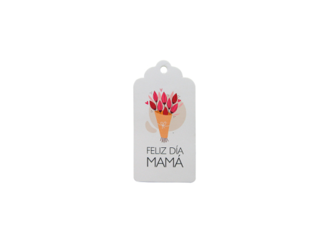 ETIQUETA FELIZ DIA MAMA 10P (5X10CM) BLANCO