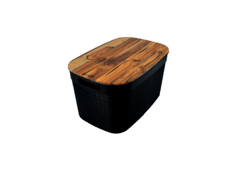 CAJA EUROPEA DE YUTE CON TAPA DE TECA - NEGRO 18,7L 270.002.M03 NITRON