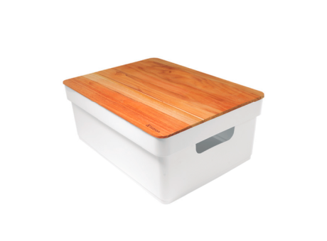 CAJA PLANA CON TAPA DE TECA - BLANCO 10,35L 503.006.M02 NITRON