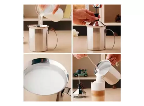 Imagen miniatura de ESPUMADOR DE LECHE MANUAL INOX 800 ML NPQ-800ML