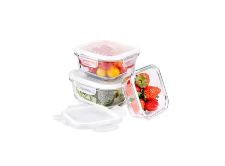 RECIPIENTE RECT. VIDRIO CON TAPA 520ML AGLA-VID-110