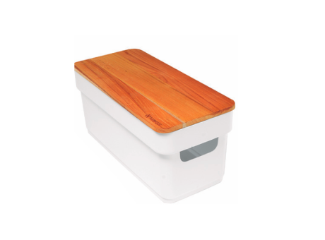 CAJA PLANA CON TAPA DE TECA - BLANCO 2,35L 501.006.M02 NITRON