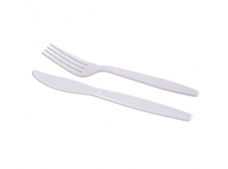 Imagen de KIT TENEDOR Y CUHILLO MASTER 10X25 BCO