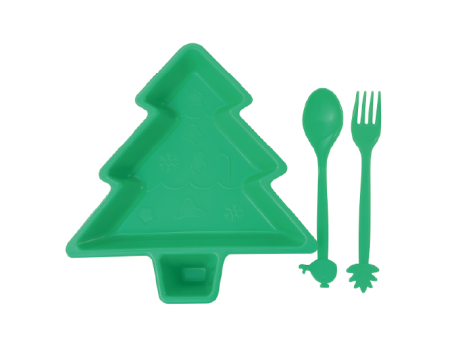 Imagen de PLATO ARBOL NAVIDAD Y CUBIERTOS 2 PZS 2873