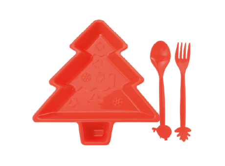PLATO ARBOL NAVIDAD Y CUBIERTOS 2 PZS 2873