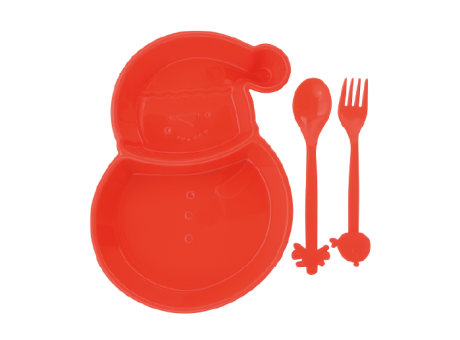 Imagen de PLATO GORRO NAVIDAD Y CUBIERTOS 2 PZS  2875