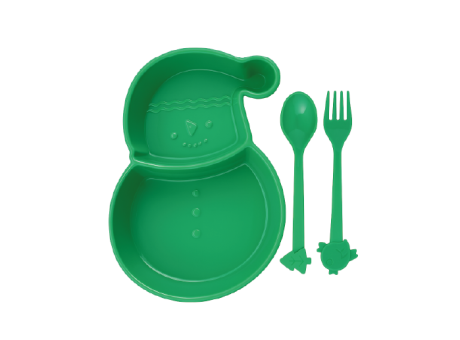 PLATO GORRO NAVIDAD Y CUBIERTOS 2 PZS  2875