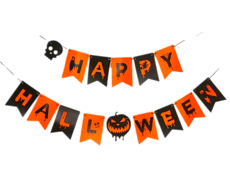 BANDERIN DE PAPEL HAPPY HALLOWEEN NEGRO/NARANJA