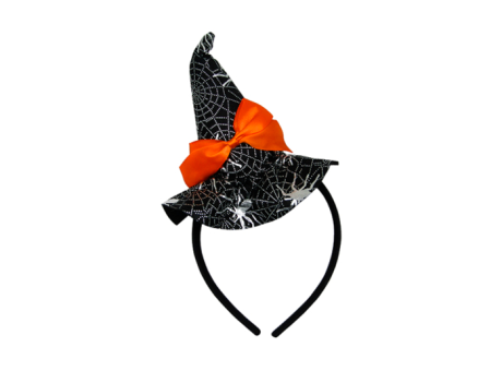 VINCHA SOMBRERO BRUJA NEGRO/NARANJA