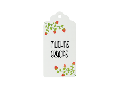 ETIQUETA MUCHAS GRACIAS/DE 10P (5X10CM) BLANCO/FRUTILLA