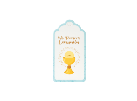 ETIQUETA MI PRIMERA COMUNION 10P (5X10CM) BLANCO/CELESTE