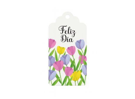ETIQUETA FELIZ DIA FLORES 10P (5X10CM) BLANCO