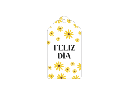 ETIQUETA FELIZ DIA FLORES 10P (5X10CM) BLANCO/AMARILLO