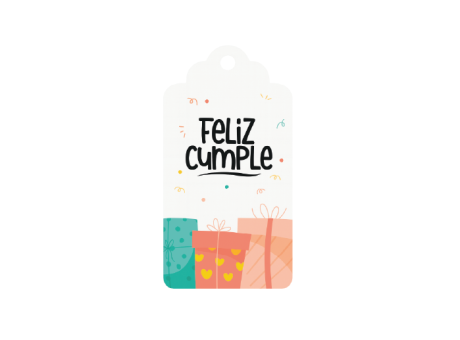 ETIQUETA FELIZ CUMPLE REGALO 10P (5X10CM) BLANCO