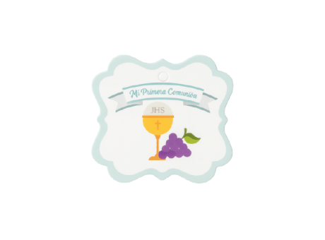 ETIQUETA MI PRIMERA COMUNION CUADRADO 10P (6X6.5CM) BLANCO/CELESTE