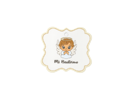 ETIQUETA MI BAUTISMO CUADRADO 10P (6X6.5CM) BLANCO/DORADO