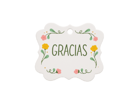 ETIQUETA GRACIAS FLORES CUADRADO 10P (6X6.5CM) BLANCO