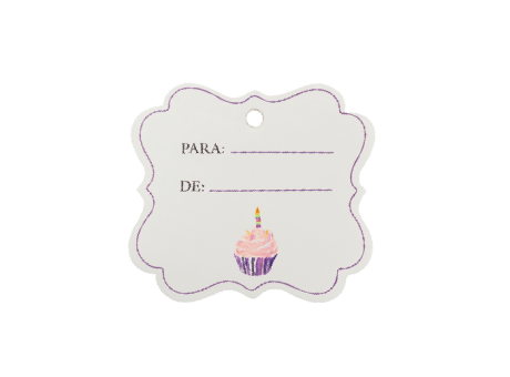 ETIQUETA PARA/DE CUPCAKES CUADRADO 10P (6X6.5CM) BLANCO