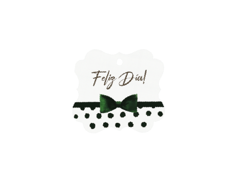 ETIQUETA FELIZ DIA MOÃO CUADRADO 10P (6X6.5CM) BLANCO/VERDE