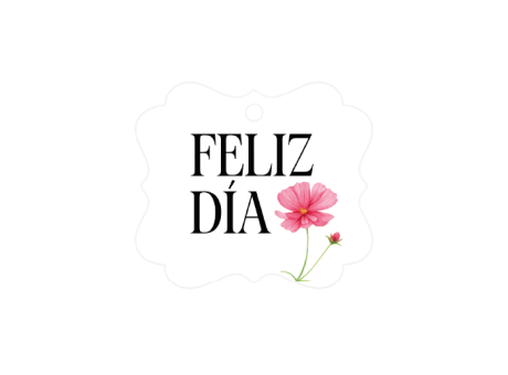 ETIQUETA FELIZ DIA FLORES CUADRADO 10P (6X6.5CM) BLANCO
