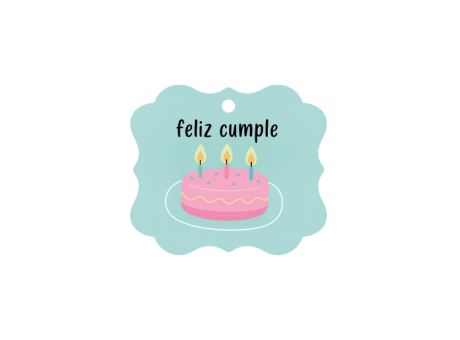 ETIQUETA FELIZ CUMPLE CUADRADO 10P (6X6.5CM) CELESTE