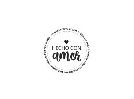 ETIQUETA HECHO CON AMOR CIRCULAR 10P (6.5CM) BLANCO