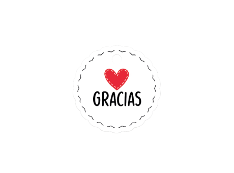 ETIQUETA GRACIAS CIRCULAR10P (6.5CM) BLANCO