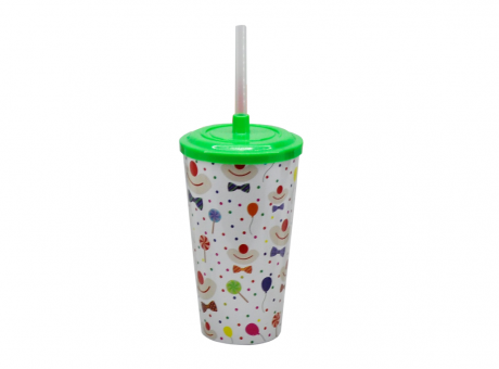 Imagen de VASO PLAST. C/PAJITA R.2381 PAYASOS BEZA/2381