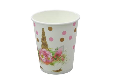 VASOS PAPEL UNICORNIO 10P (200ML) BLANCO
