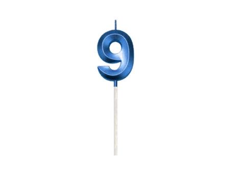 VELA CUMPLEANOS DIAMANTE METALIZADA AZUL 9