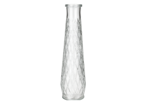 FLORERO BOTELLA  C/RELIEVE, TRANSP. 21.7*4.2CM 56870