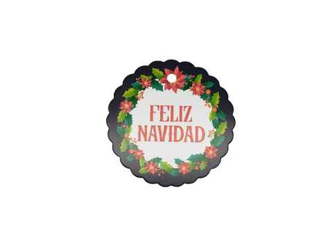 ETIQUETA FELIZ NAVIDAD CIRCULAR 10P (6.5CM) ROJO/VERDE