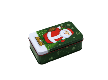 LATA RECTANGULAR NAVIDEÑO (12X7CM) VERDE