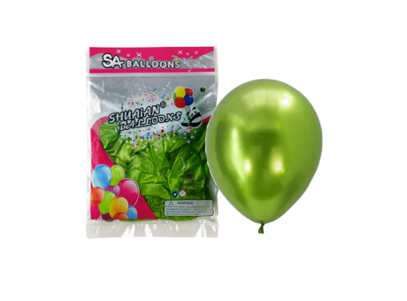 GLOBOS METALIZADO N10 VERDE LIMON 50 PZS A-JS-10X
