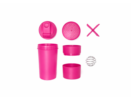 Imagen de HOPPY CON MEZCLADOR Y COMPARTIMIENTO PARA PROTEINA (400ML) ROSADO