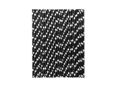 PAJITA DE PAPEL 25P (19.5CM) MOTA BLANCO/NEGRO