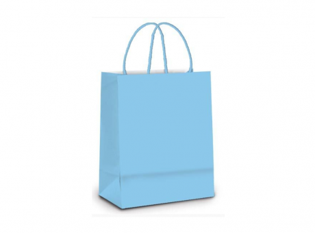 BOLSA PAPEL MD LISO AZUL BEBE 26X19,5X9,5