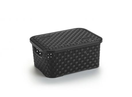 CANASTO ORGANIZADOR RATÁN PP NEGRO CON TAPA R: 065/P NITRON
