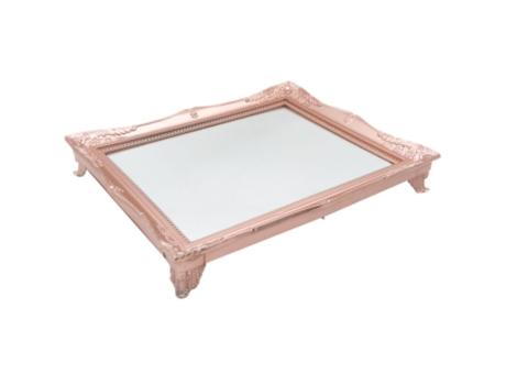 BANDEJA RECTANGULAR C/ PATA (30X25X4CM) ROSA DORADO