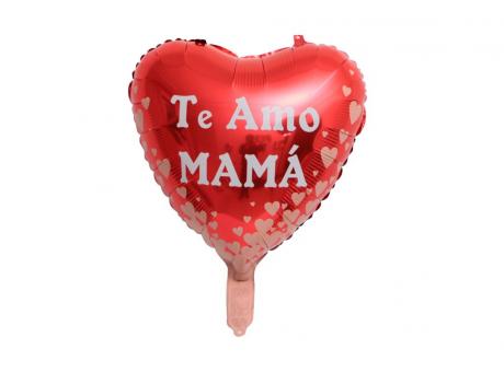 Imagen de GLOBO CORAZON \\\"TE AMO MAMA\\\" (45CM) ROJO