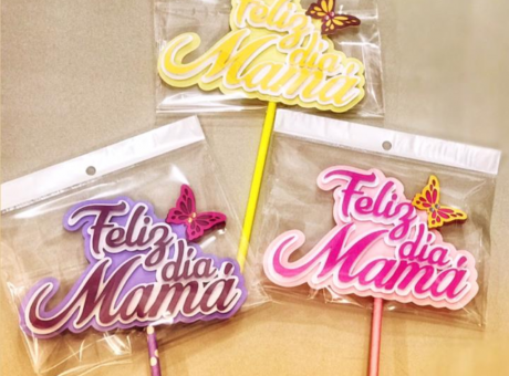 Imagen de TOPPER FELIZ DIA MAMA COLORES SURTIDOS