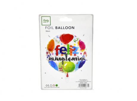 GLOBO \\\"FELIZ CUMPLEAÑOS\\\" (45CM) TRANSP.