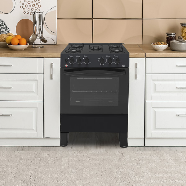 Imagen de COCINA A GAS TOKYO BRAVO GLASS NEGRO 5H C/ENCENDIDO HORNO 94 LTS LIMPIA FACIL