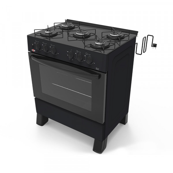 Imagen de COCINA A GAS TOKYO BRAVO GLASS NEGRO 5H C/ENCENDIDO HORNO 94 LTS LIMPIA FACIL