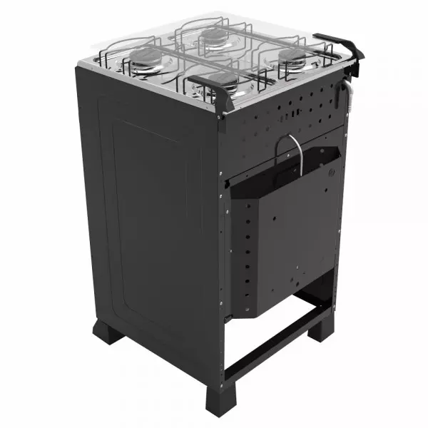 Imagen miniatura de COCINA A GAS TOKYO DALLAS NEGRO 4H MESA INOX TAPA DE VIDRIO HORNO LIMPIA FACIL
