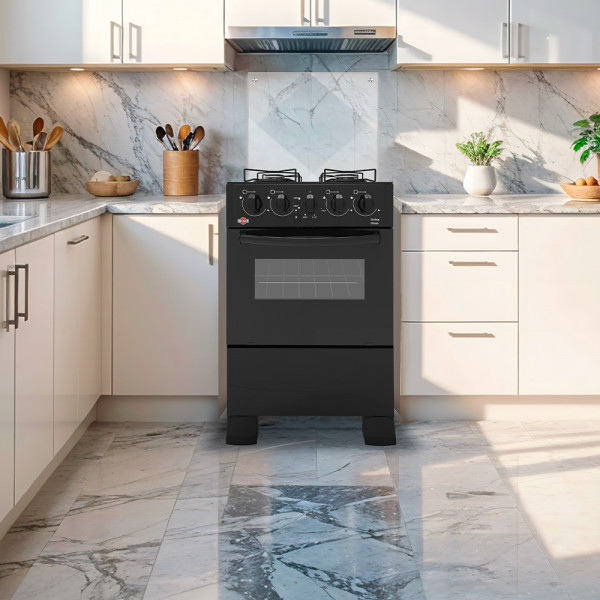 Imagen de COCINA A GAS TOKYO DALLAS GLASS NEGRA 4H C/ENCENDIDO HORNO LIMPIA FACIL