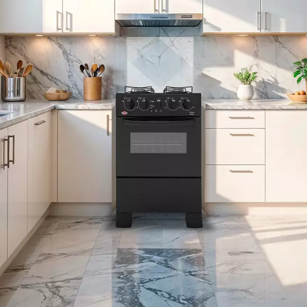 Imagen miniatura de COCINA A GAS TOKYO DALLAS GLASS NEGRA 4H C/ENCENDIDO HORNO LIMPIA FACIL