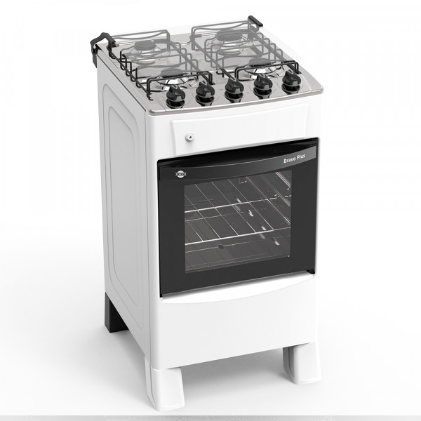 COCINA A GAS TOKYO BRAVO PLUS 4H  C/ENC. BLANCA MESA INOX COMANDO SUPERIOR
