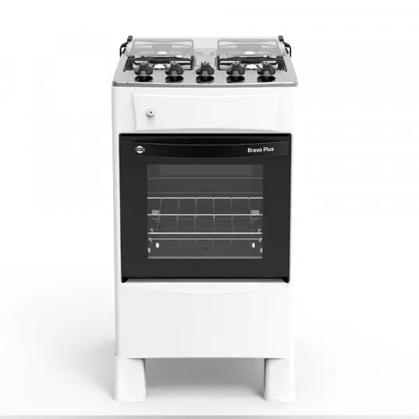 Imagen miniatura de COCINA A GAS TOKYO BRAVO PLUS 4H C/ENC. BLANCA MESA INOX COMANDO SUPERIOR