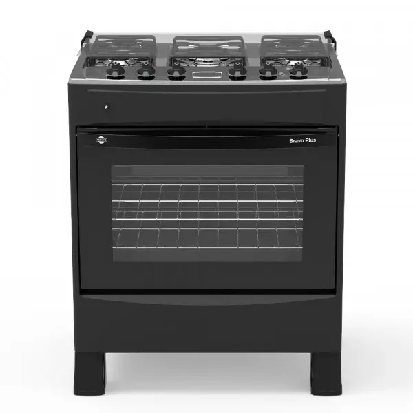 Imagen miniatura de COCINA A GAS TOKYO BRAVO PLUS 5H  C/ENC. NEGRA MESA INOX COMANDO SUPERIOR